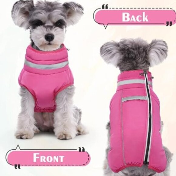 PINK WARM DOG COAT REFLECTIVE WINDPROOF,  WINTER DOG JACKET XL - Picture 2 of 11